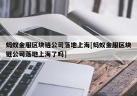 蚂蚁金服区块链公司落地上海[蚂蚁金服区块链公司落地上海了吗]